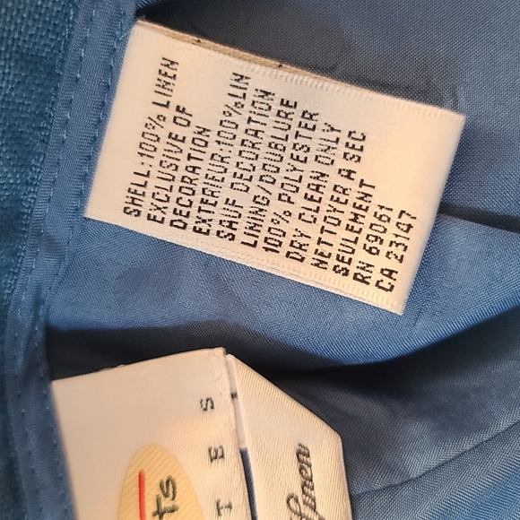 Talbots Petites Irish Linen Midrise Crop Pants Size 4 Blue Palm Trees - Picture 4 of 4